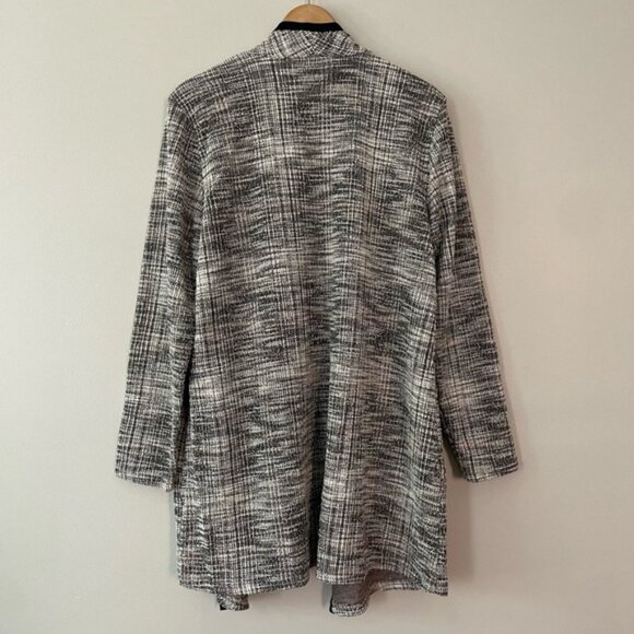 New Mr Max Black White Boucle Knit Open Duster Cardigan Blazer Size Large bin 3K - Picture 8 of 9
